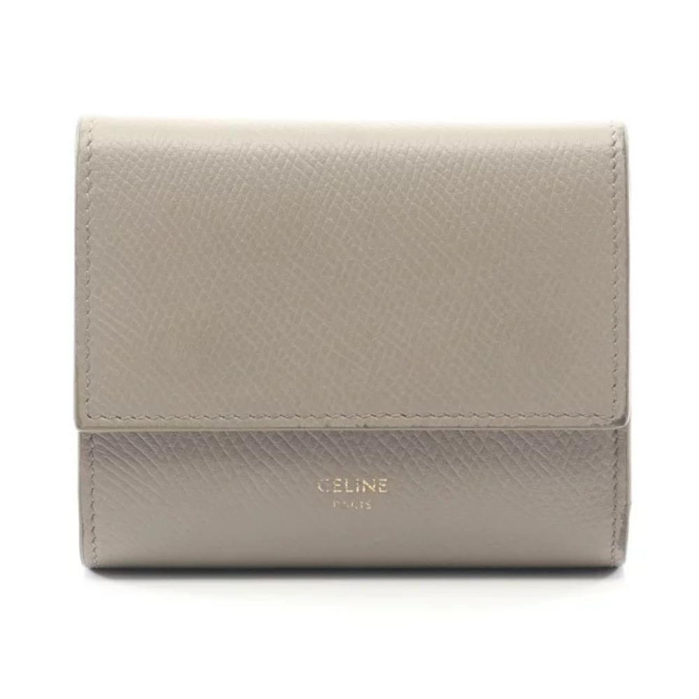 Celine Trifold Wallet Leather Beige Cream